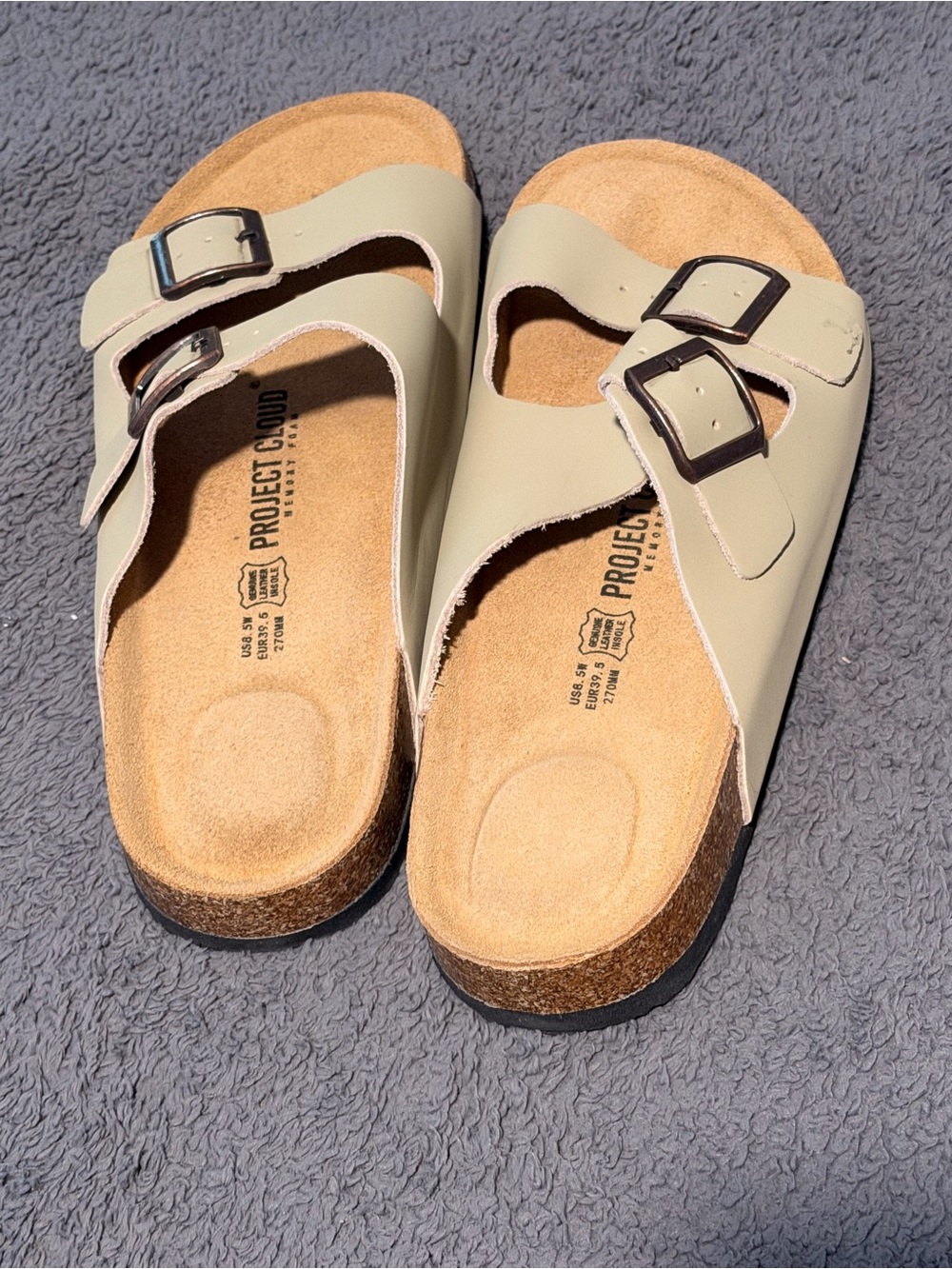New PROJECT cloud Double Buckle Cork Footbed Sandals - Beige